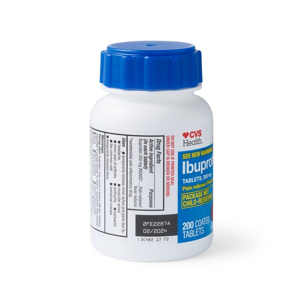 CVS Health Ibuprofen Pain Reliever & Fever Reducer (NSAID) 200 MG Coated Tablets, 200 CT