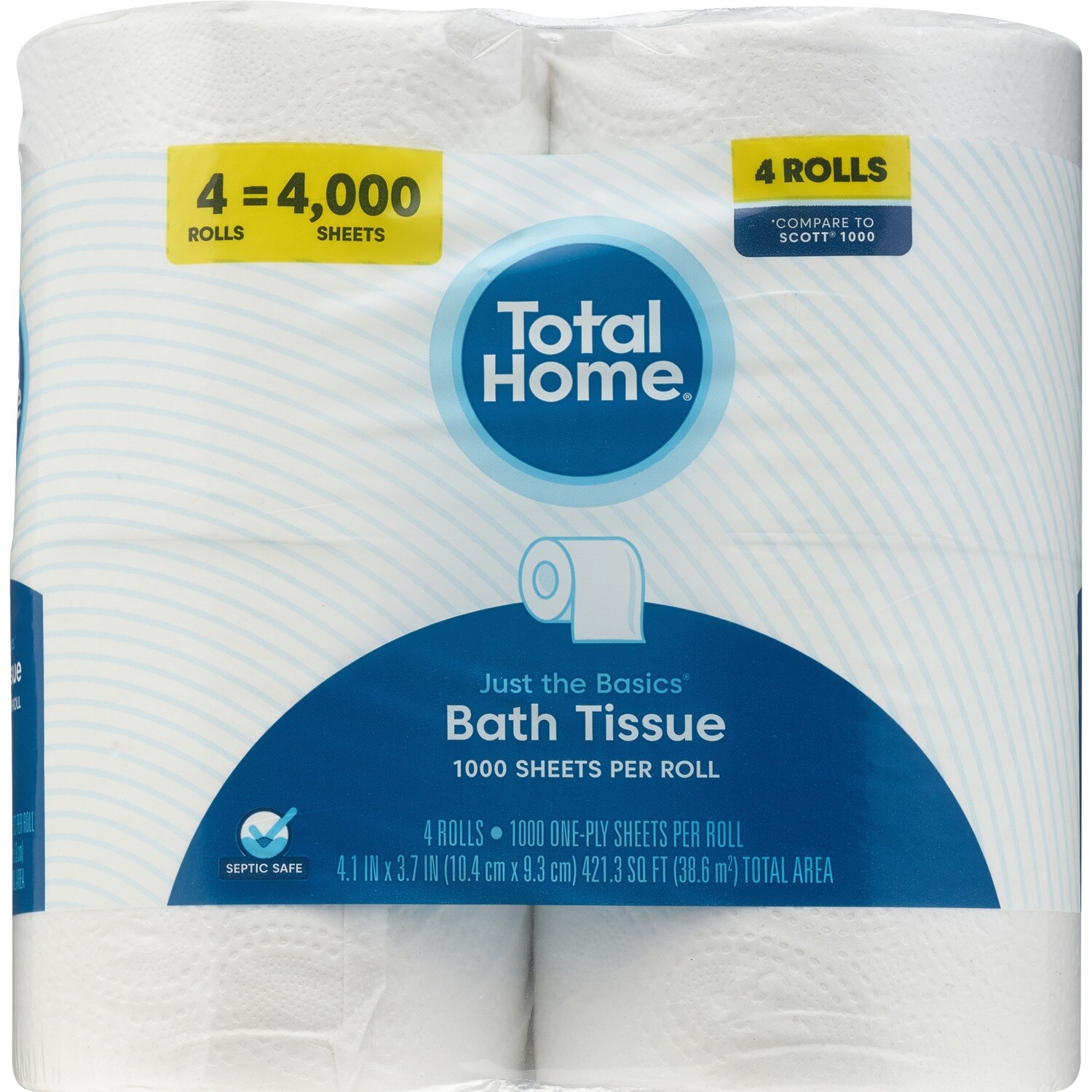 Total Home Just The Basics Toilet Paper, 1000 sheets
