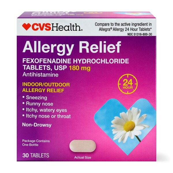 CVS Health 24HR Non Drowsy Allergy Relief Fexofenadine HCl Tablets