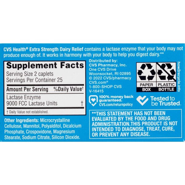 CVS Health Dairy Relief Caplets Extra Strength