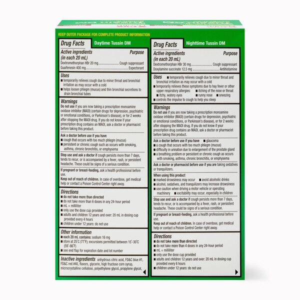 CVS Health Maximum Strength Day + Nighttime Tussin DM Cough and Chest Congestion Combo Pack, 2 4 OZ bottles