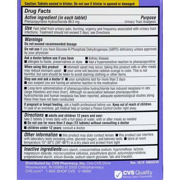 CVS Health Maximum Strength Urinary Pain Relief Tablets, 12 CT