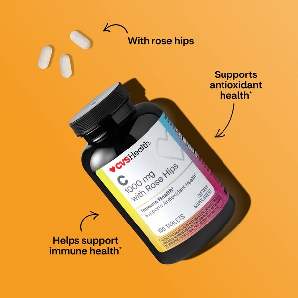 CVS Health Vitamin C with Rose Hips Tablets, 100 CT