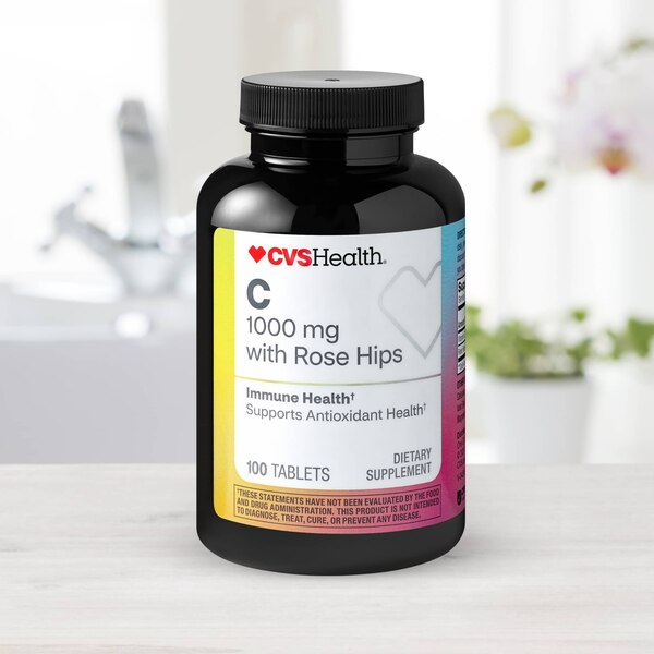 CVS Health Vitamin C with Rose Hips Tablets, 100 CT