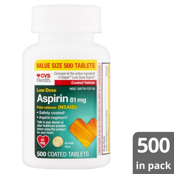 CVS Health Low Dose Aspirin 81 MG Enteric Coated Tablets