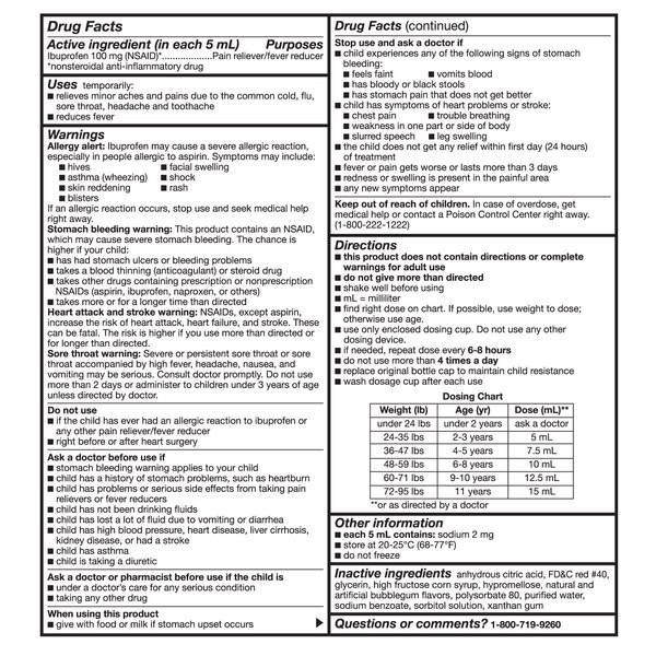 CVS Health Children's Ibuprofen Pain Reliever & Fever Reducer (NSAID) Oral Suspension