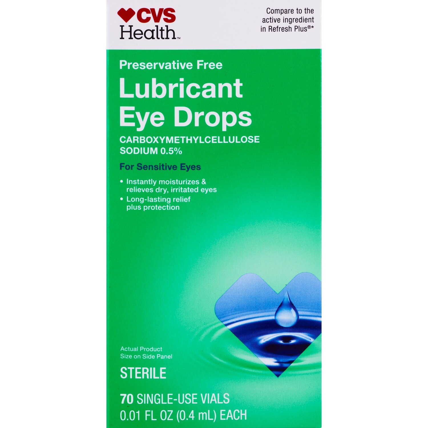 CVS Health PreservativeFree Lubricant Eye Drops, 70 CT Pick Up In