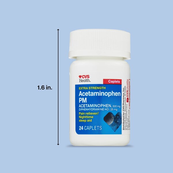 CVS Health Extra Stength Acetaminophen PM Pain Reliever & Nighttime Sleep-Aid Caplets