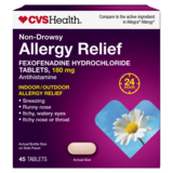 CVS Health 24HR Non Drowsy Allergy Relief Fexofenadine HCl Tablets, thumbnail image