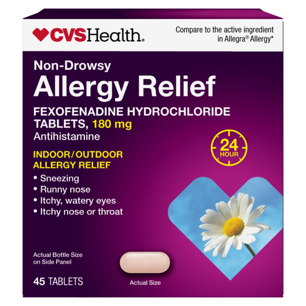 CVS Health 24HR Non Drowsy Allergy Relief Fexofenadine HCl Tablets
