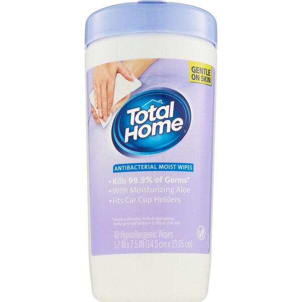 Total Home Antibacterial Moist Wipes, 40 ct