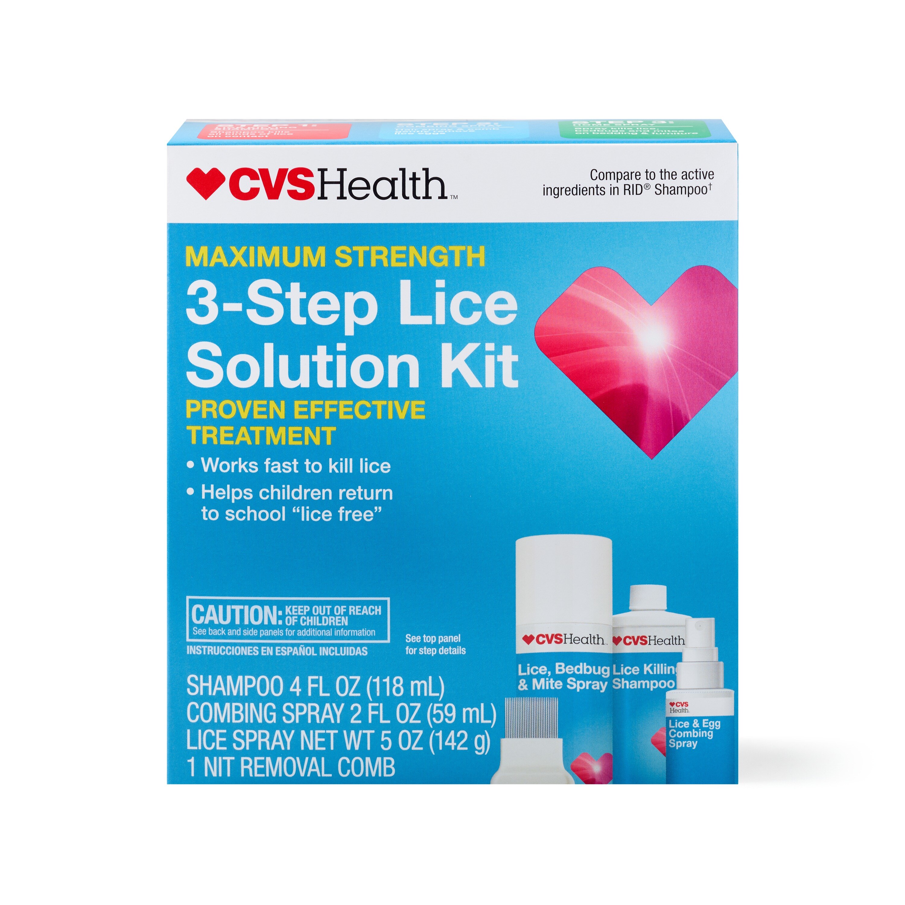 CVS Health - Kit para eliminar piojos en 3 pasos, máxima potencia
