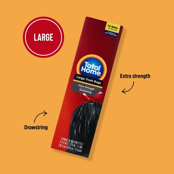 Total Home 30 Gallon Drawstring Trash Bags
