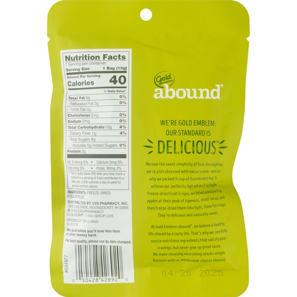 Gold Emblem Abound Fuji Apple Freeze-Dried Fruit Crisps, 0.35 oz