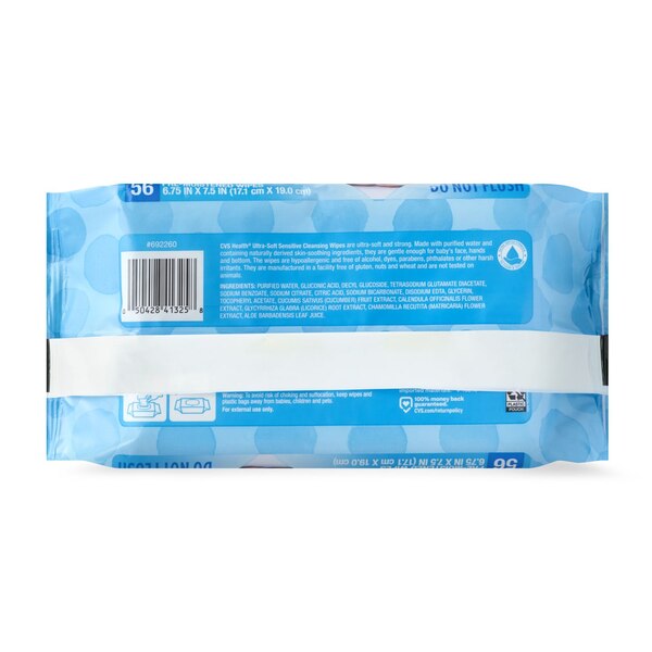CVS Health Ultra-Soft Sensitive Cleansing Wipes, SoftPak