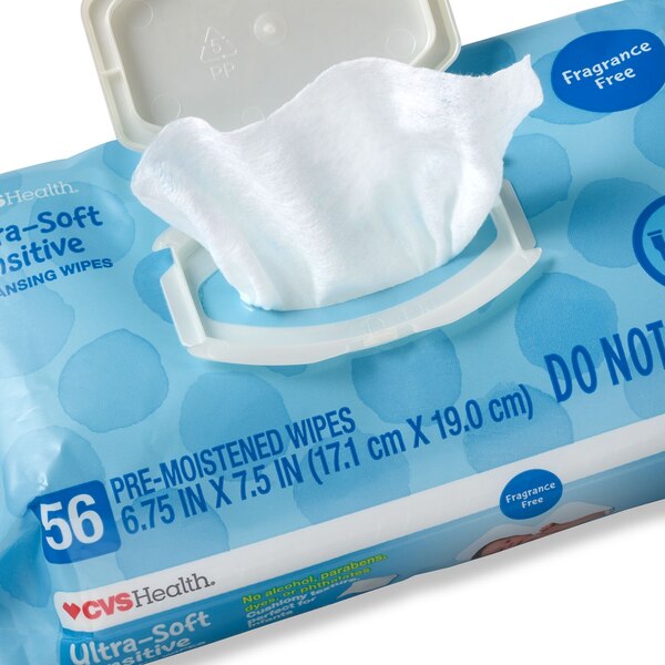 CVS Health Ultra-Soft Sensitive Cleansing Wipes, SoftPak