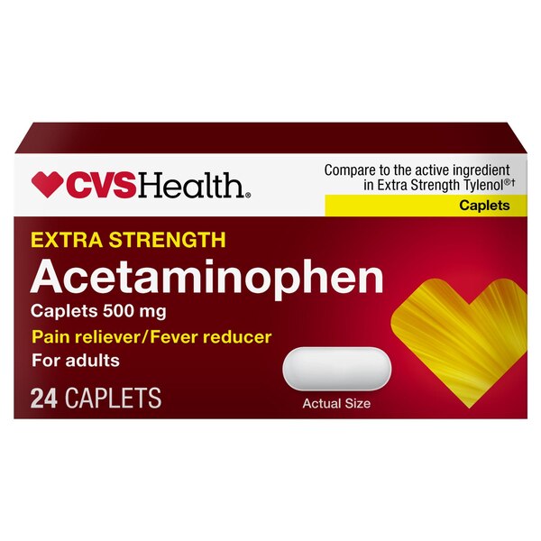 CVS Health Extra Strength Acetaminophen Pain Reliever & Fever Reducer 500mg Caplets