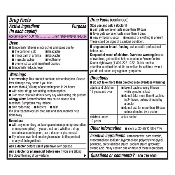 CVS Health Extra Strength Acetaminophen Pain Reliever & Fever Reducer 500mg Caplets