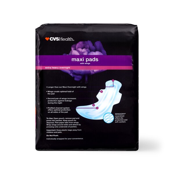 CVS Health Maxi Pads with Wings, Extra Heavy Overnight