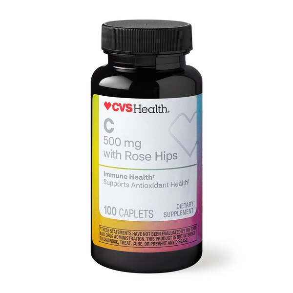 CVS Health Vitamin C with Rose Hips Caplets, 100 CT
