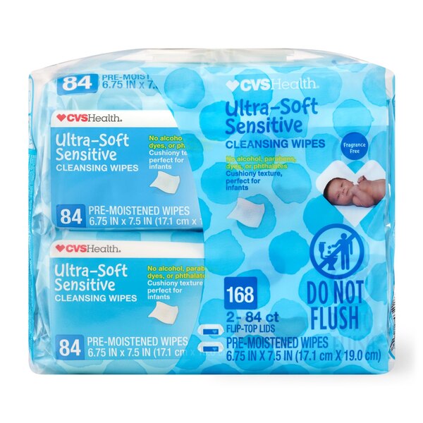 CVS Health Ultra-Soft Sensitive Cleansing Wipes, SoftPak
