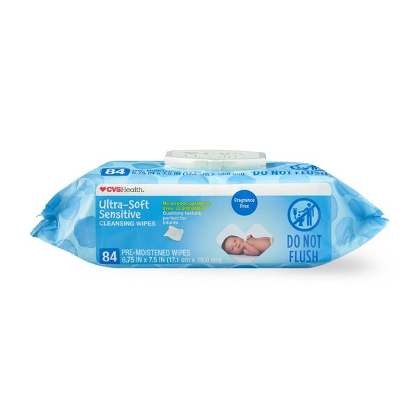 CVS Health Ultra-Soft Sensitive Cleansing Wipes, SoftPak