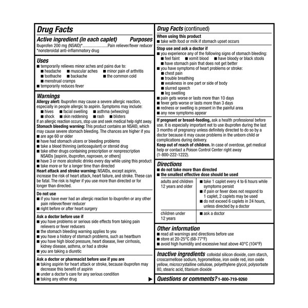 CVS Health Ibuprofen Pain Reliever & Fever Reducer (NSAID) 200 MG Coated Caplets