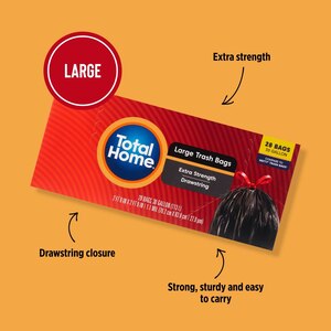 Total Home 30 Gallon Drawstring Trash Bags, , 10 Count