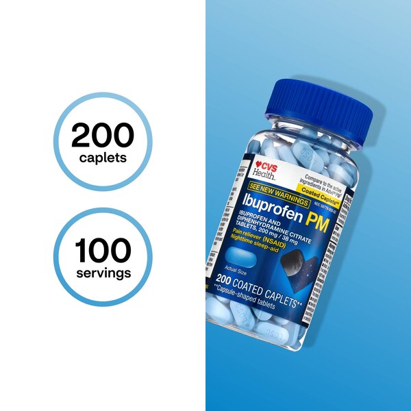 CVS Health Ibuprofen PM Pain Reliever & Nighttime Sleep-Aid Coated Caplets