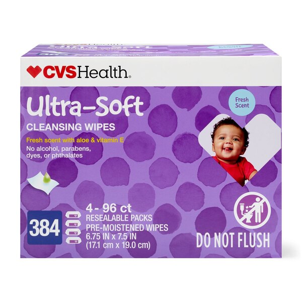 CVS Health Ultra-Soft Cleansing Wipes, 96 CT, 4 PK