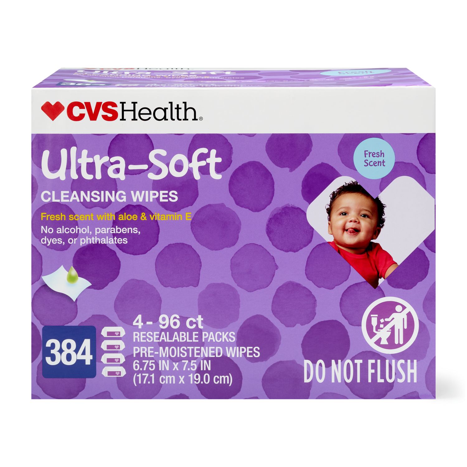 CVS Health Ultra-Soft Cleansing Wipes, 96 CT, 4 PK