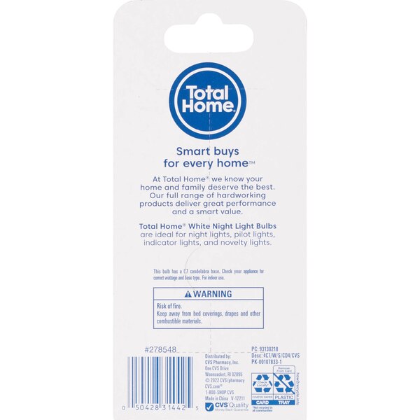 Total Home Light Replacement Bulbs, 4 w, 4 ct