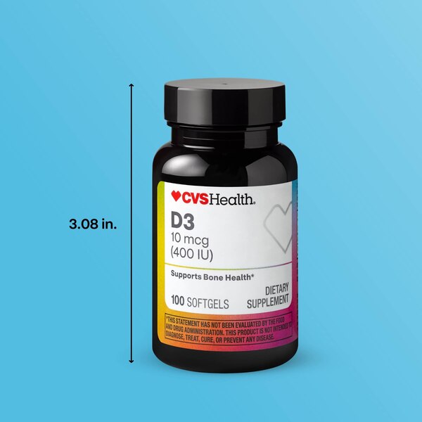 CVS Health 10 MCG Vitamin D3 Softgels, 100 CT