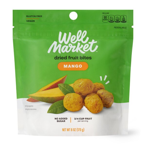 Well Market Mango Dried Fruit Bites, 6 oz