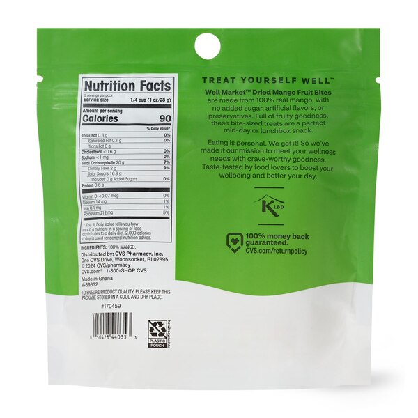Well Market Mango Dried Fruit Bites, 6 oz