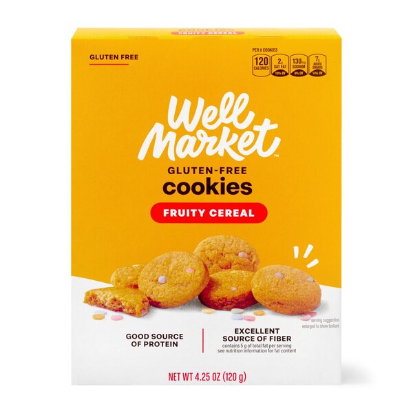 Well Market Fruity Cereal Cookies, Gluten Free, 4.25 oz