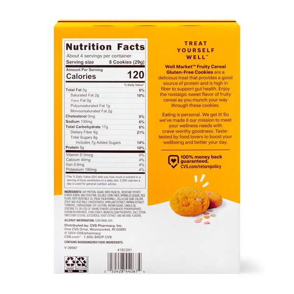 Well Market Fruity Cereal Cookies, Gluten Free, 4.25 oz