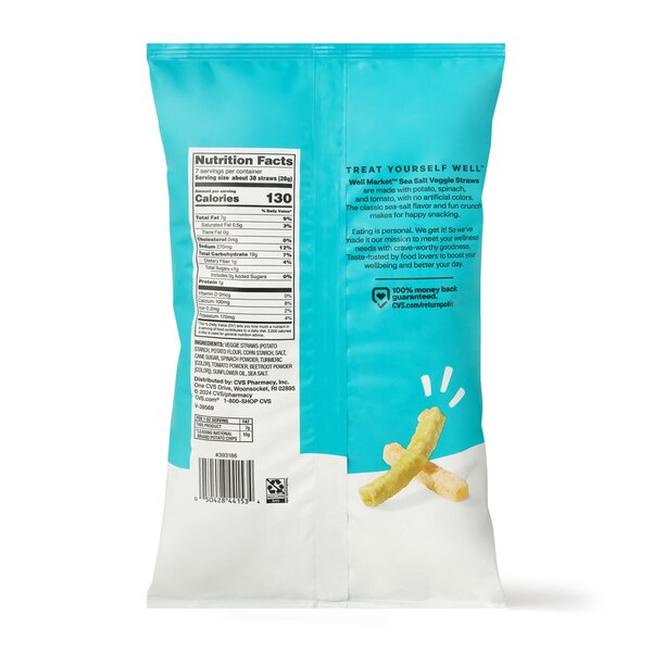Well Market Sea Salt Veggie Straws, 7 oz