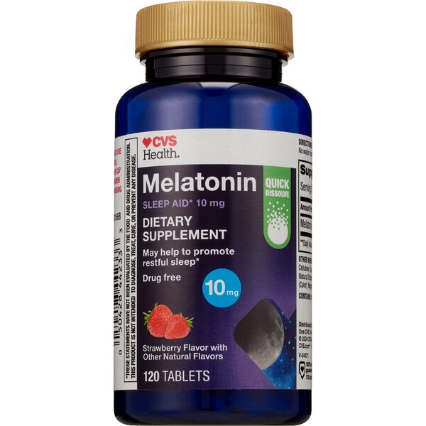 CVS Health Melatonin 10 MG Quick Dissolve Strawberry Tablets, 120 CT