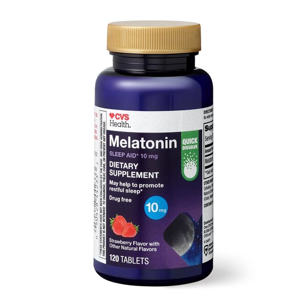 CVS Health Melatonin 10 MG Quick Dissolve Strawberry Tablets, 120 CT