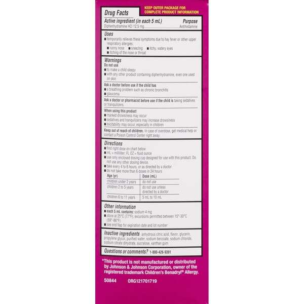 CVS Health Children's Allergy Relief Liquid Dye Free Diphenhydramine HCl Oral Antihistamine, Cherry, 8 OZ