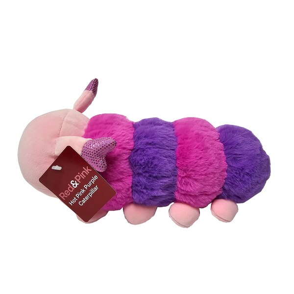Red & Pink Valentine's Caterpillar Plush, Hot Pink & Purple, 11.5 in