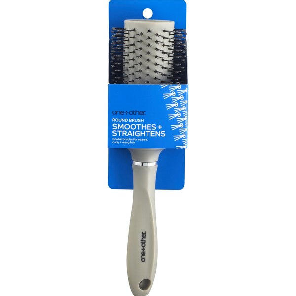 one + other Smoothes + Straightens Round Brush, Grey