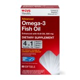 CVS Health Omega-3 Fish Oil Enhanced with Krill Oil Softgels, 80 CT, thumbnail image