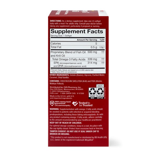 CVS Health Omega-3 Fish Oil Enhanced with Krill Oil Softgels, 80 CT