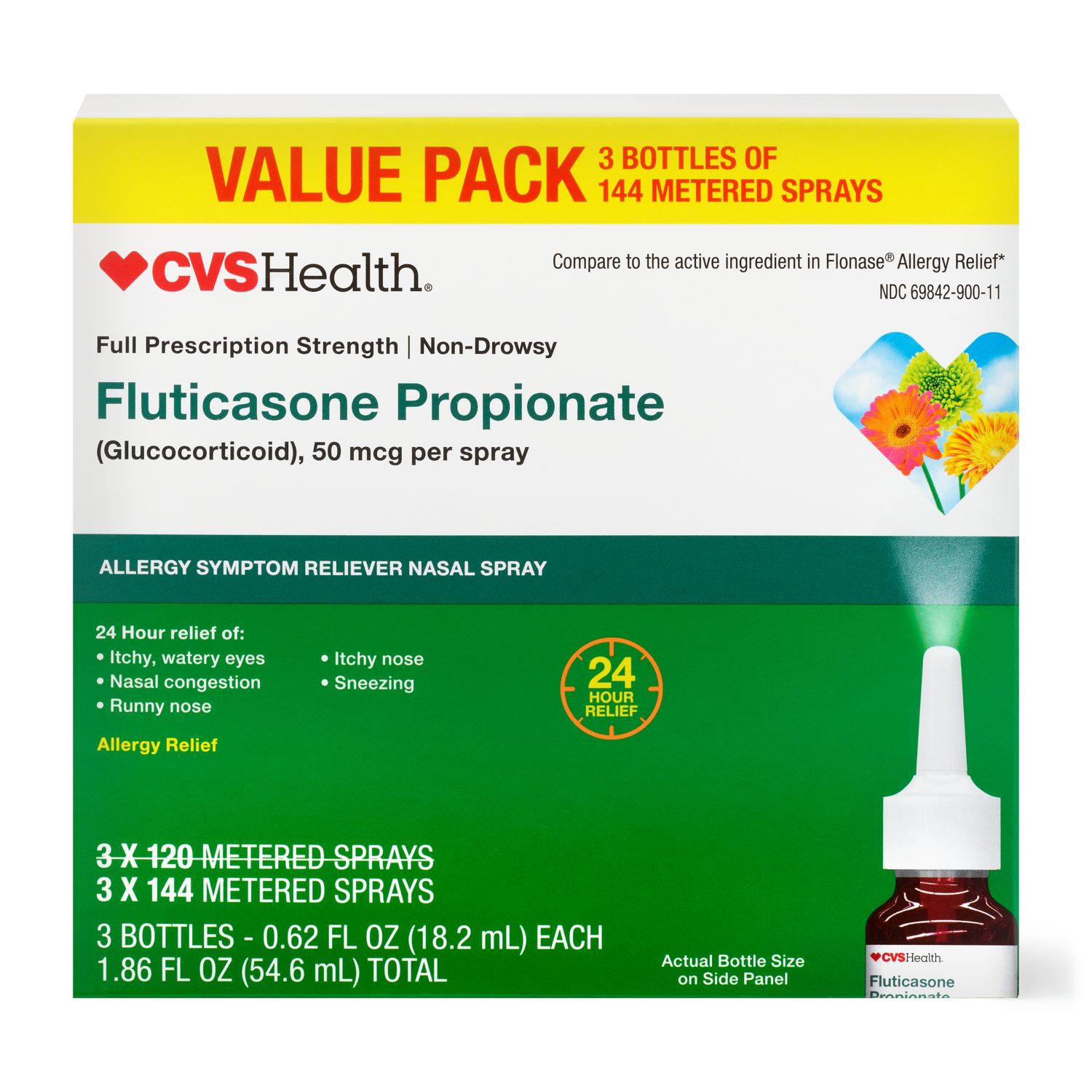CVS Health Fluticasone Propionate Nasal Spray USP 50mcg 144 Sprays 3 Pack CVS Pharmacy