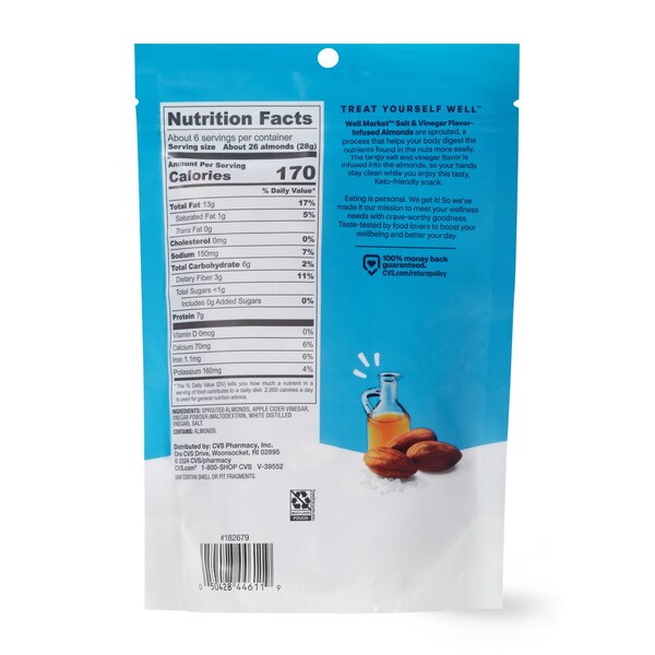Well Market Salt and Vinegar Sprouted Almonds, 6 oz