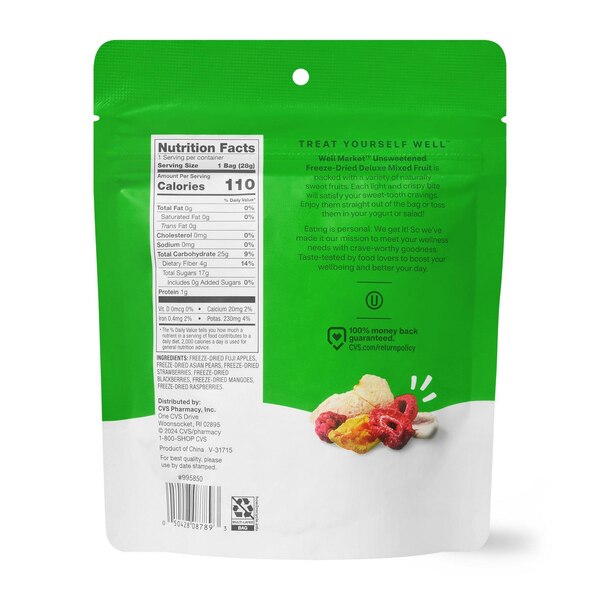 Well Market, Unsweetened Freeze-Dried Deluxe Mixed Fruit, 1 oz