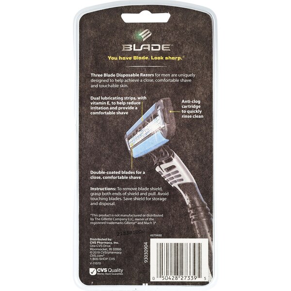Blade Men's 3-Blade Sensitive Disposable Razors, 3 CT
