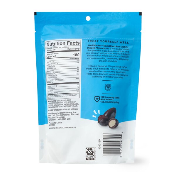 Well Market Lightly Dipped Dark Chocolate Almonds, 8 oz